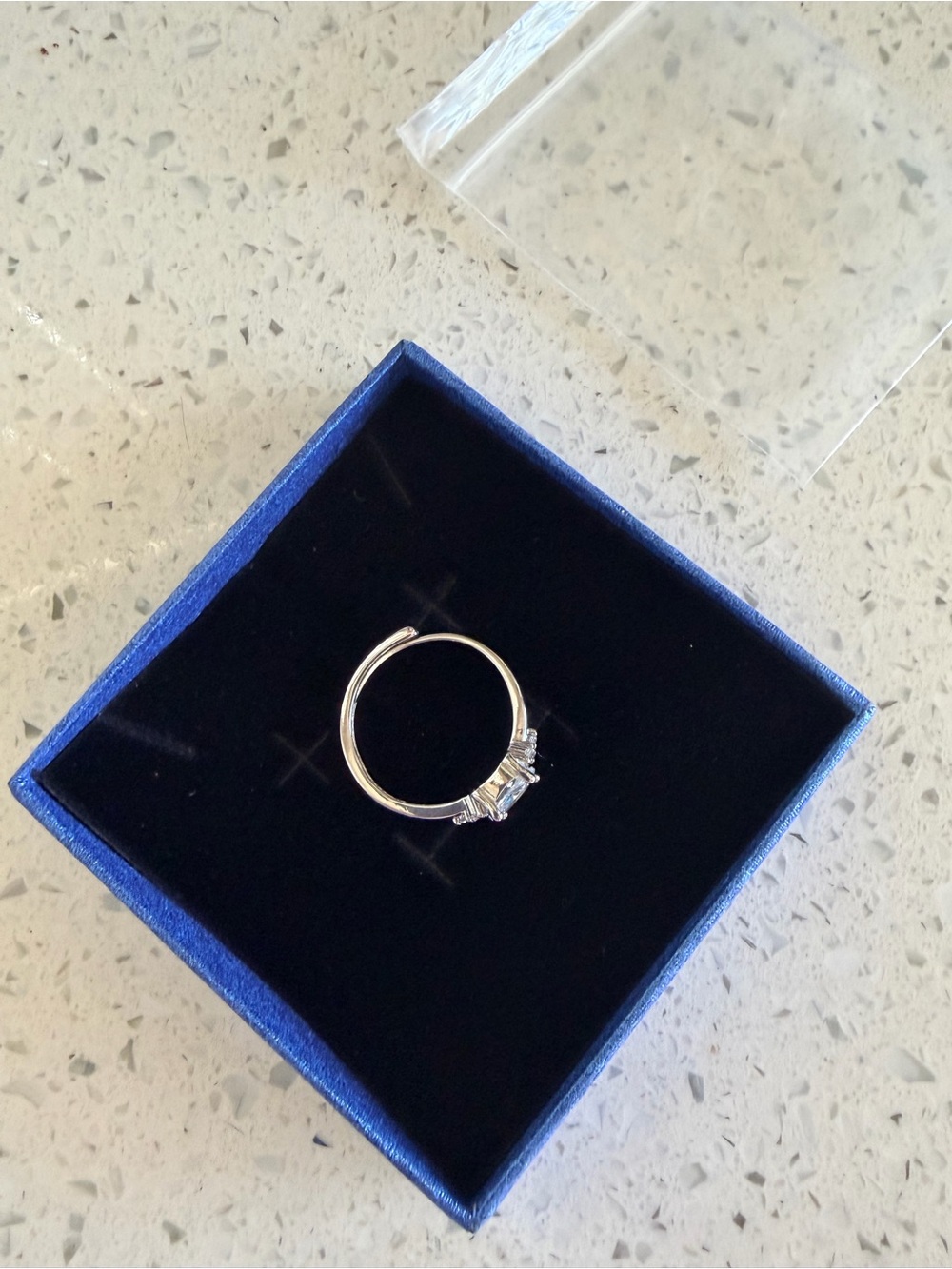 3 Stone Adjustable Marquise Cluster Engagement Ring - Picture 2 of 4